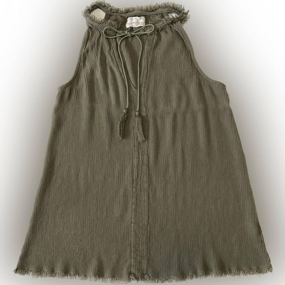 Mustard Seed Army Green Boho Top
